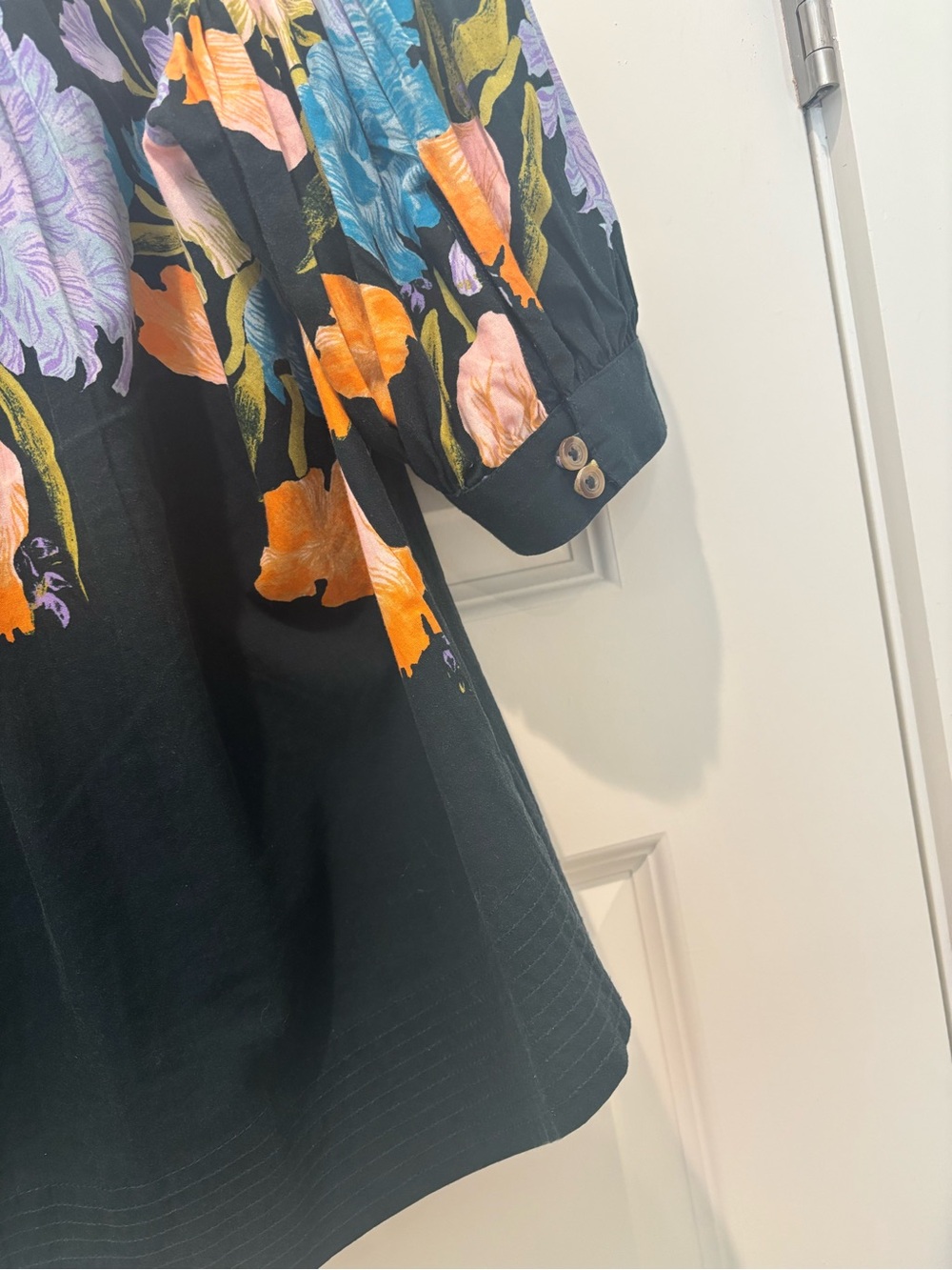 Anthropologie Black Floral Yoke Peasant Blouse - Picture 6 of 8